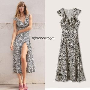 MANGO Spotted wrap dress